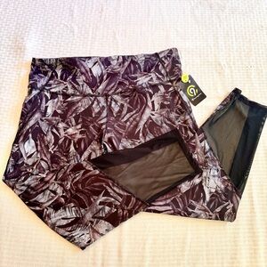 Champion‎ Freedom Duo Dry Mesh Leggings Women XXL Leaf Print NWT High Rise
